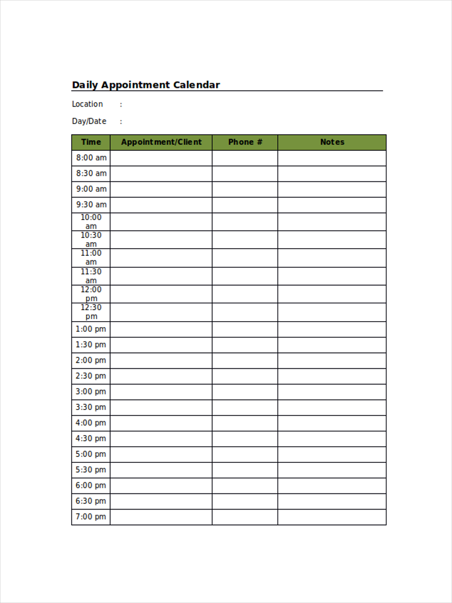 Daily Appointment Schedule