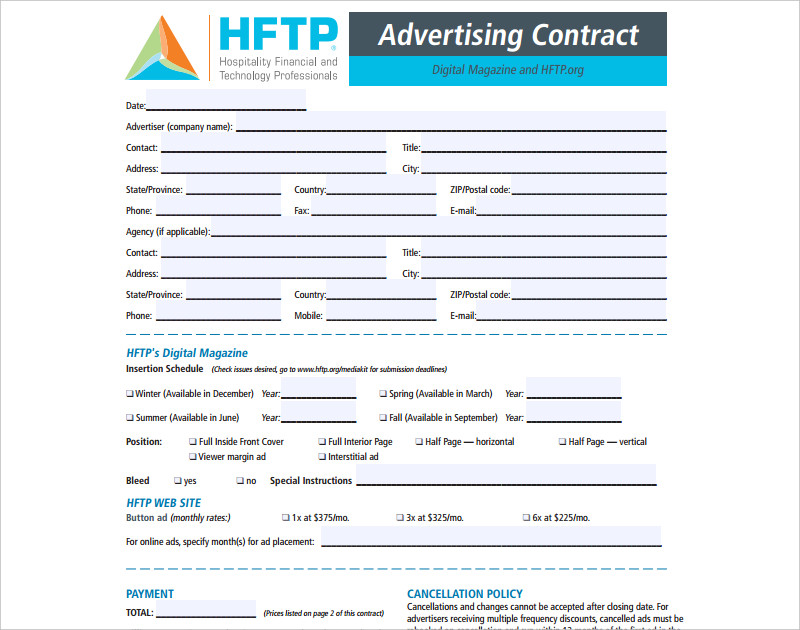 Sample Advertising Contract