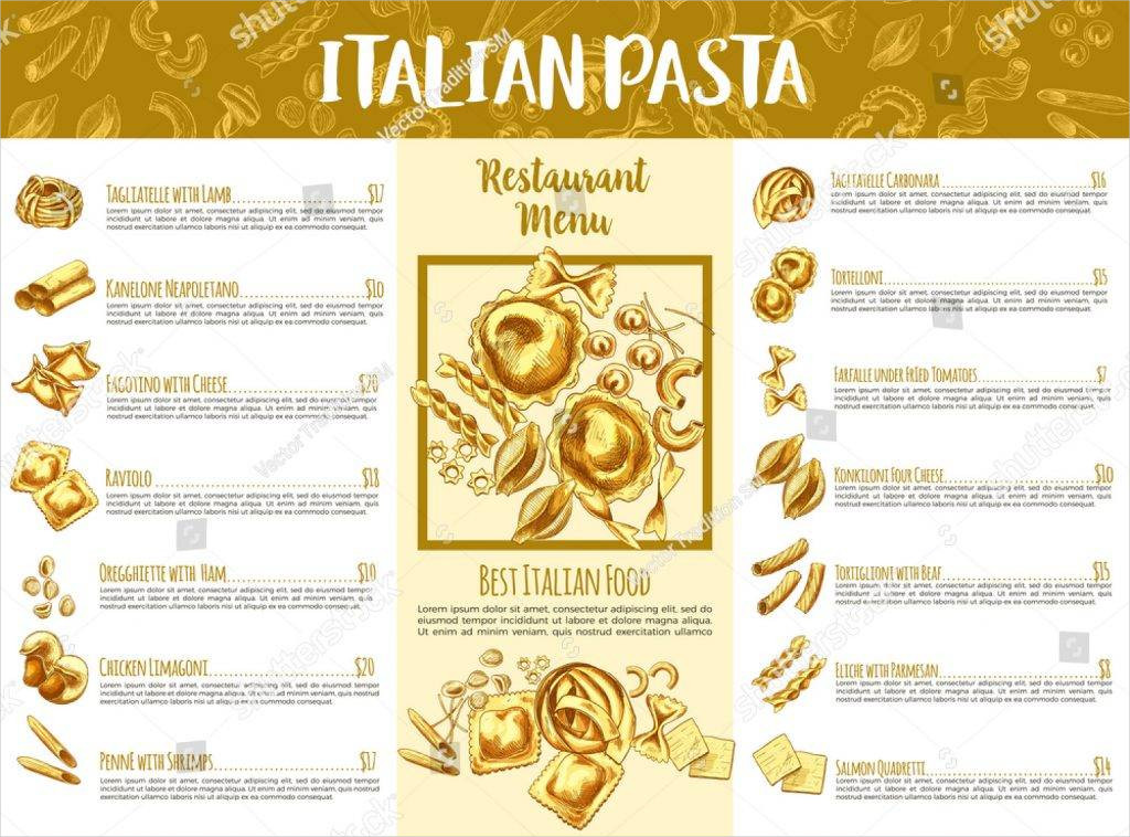 White and Brown Italian Pasta Menu