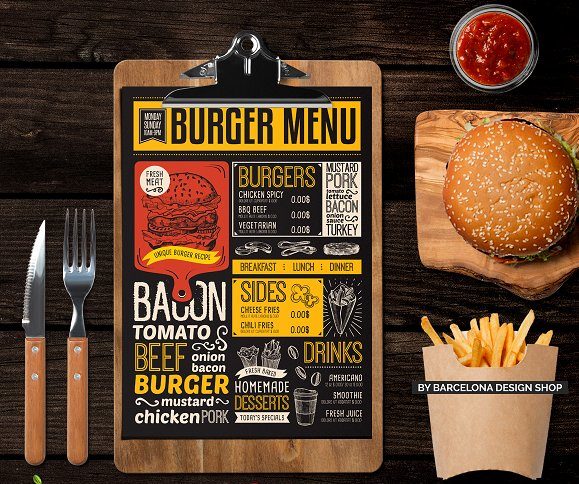 Burger Food Menu Example