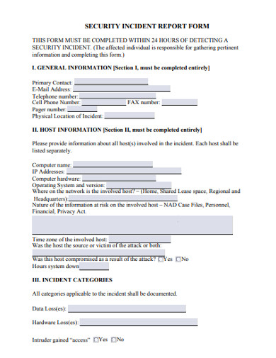 Security Incident Report Form