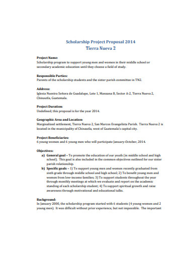 Scholarship Project Proposal Format