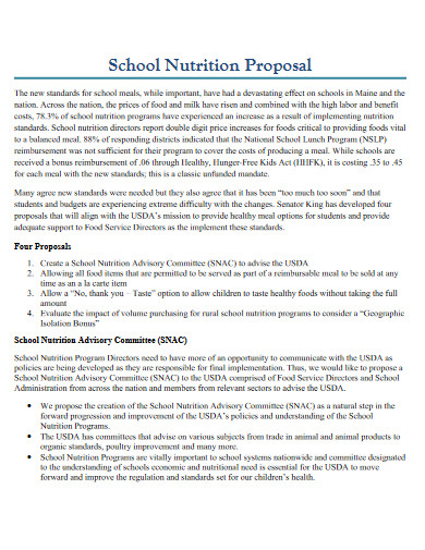 School Nutrition Proposal