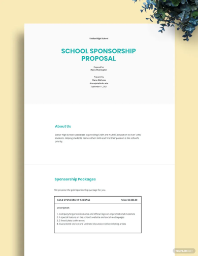 School Sponsorship Proposal Template