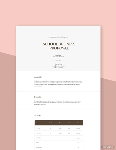 Simple School Business Proposal Template