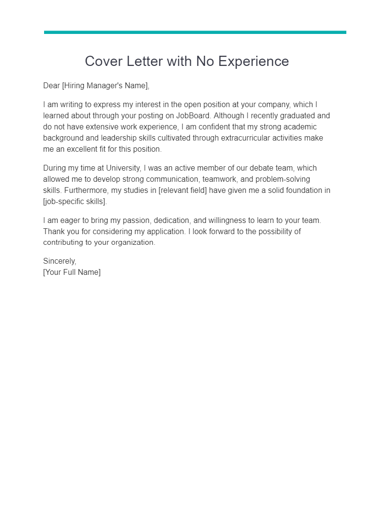 Cover Letter with No Experience