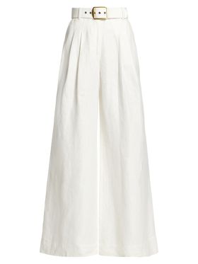 Women's Linen Belted Wide-Leg...