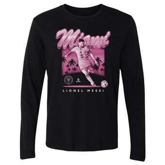 Men's Inter Miami CF Lionel Messi 500 Level Black Bitmap Long Sleeve T-Shirt