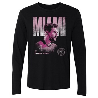 Men's Inter Miami CF Lionel Messi 500 Level Black Bold Long Sleeve T-Shirt