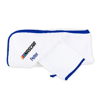 Newborn & Infant NASCAR White/Royal Personalized Towel Set