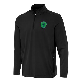 Men's Seattle Sounders FC  Antigua Black Perilous Quarter-Zip Pullover Top