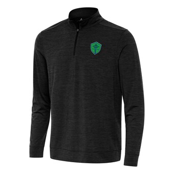 Men's Seattle Sounders FC Antigua Heather Black Bright Quarter-Zip Top