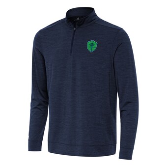 Men's Seattle Sounders FC Antigua Heather Navy Bright Quarter-Zip Top