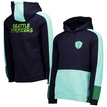 Men's Seattle Sounders FC Navy Block-Panel Pullover Hoodie