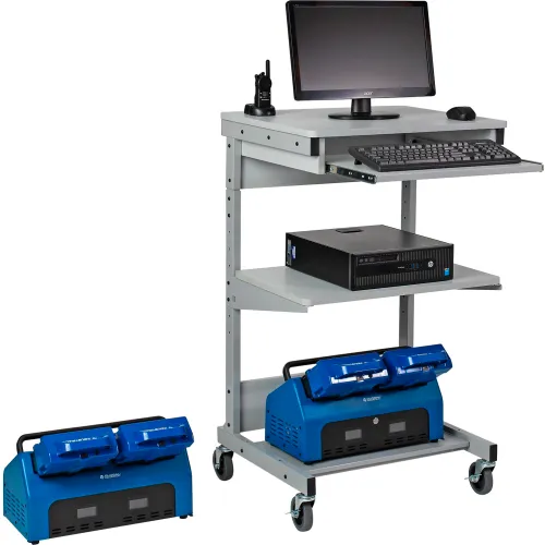 Global Industrial™ Mobile Powered Computer Cart w/4 Swappable LiFePO4 ...