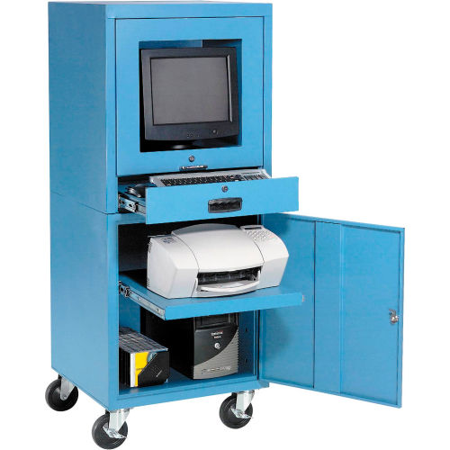 Global Industrial™ Mobile Computer Cabinet, Blue, Unassembled