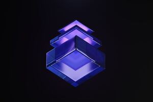 A Purple 3d Cube On A Black Background (1600x900) Resolution Wallpaper