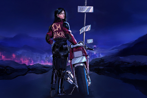 Biker Girl I Am Back (1336x768) Resolution Wallpaper