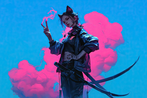 Cyber Cat Neon Rebellion (1336x768) Resolution Wallpaper