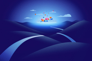 Fedora Linux Hot Air Balloon (2560x1024) Resolution Wallpaper