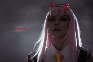 Girl School Uniform Red Devil Horns 8k (1440x900) Resolution Wallpaper