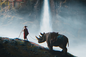 Journey To The Mystic Peaks With Rhino (2048x2048) Resolution Wallpaper