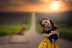 Little Cute Girl With Book (1280x800) Resolution Wallpaper