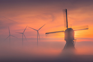 Windmill Evening 4k (1280x720) Resolution Wallpaper