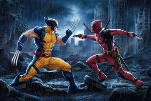 Wolverine Vs Deadpool Born For Battle (1366x768) Resolution Wallpaper