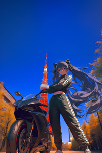 Anime Biker Girl Adventure (320x480) Resolution Wallpaper