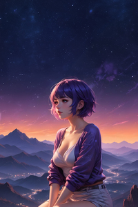 Anime Nights Mountain Vista (720x1280) Resolution Wallpaper