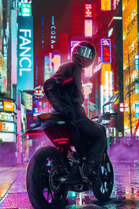 Biker City Colorful 4k (1440x2960) Resolution Wallpaper