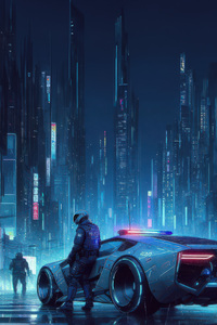 Cyberpunk Car In Motion (720x1280) Resolution Wallpaper