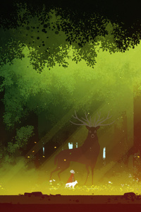 Forest Deer Minimal 4k (540x960) Resolution Wallpaper