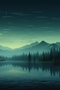 Moonlit Mountain Lake (540x960) Resolution Wallpaper