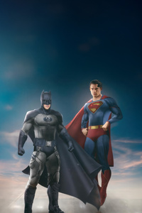 The Dark Knight Meets The Man Of Steel (540x960) Resolution Wallpaper