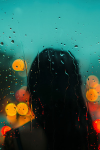 Women Bokeh Rain (320x568) Resolution Wallpaper