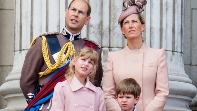 Prince Edward and Duchess Sophie with children Lady Louise Windsor and James during the annual Trooping The Colour 