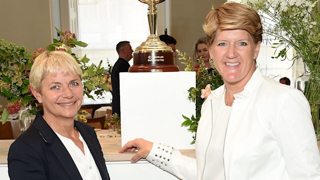 Alice Arnold and Claire Balding attend the Victoria Racing Club lunch celebrating the Melbourne Cup Carnival's global significance, on the eve of Royal Ascot, at Spring at Somerset House on June 18, 2018 in London, England.