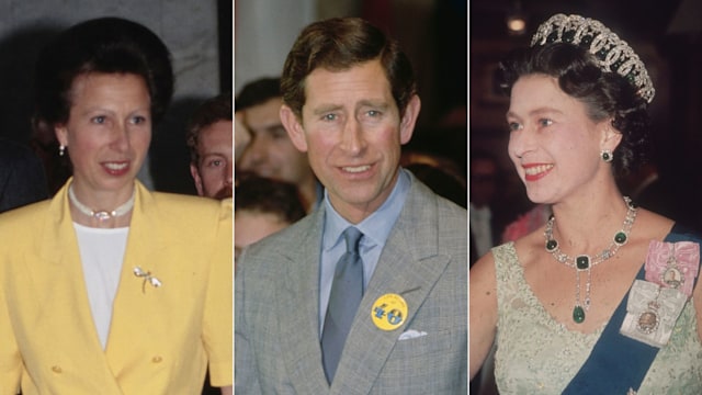 Princess Anne, Prince Charles and late Queen at 40