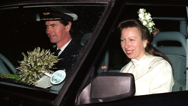 Commander Tim Laurence and the Princess Royal after their wedding at Craithie Church, near Balmoral.