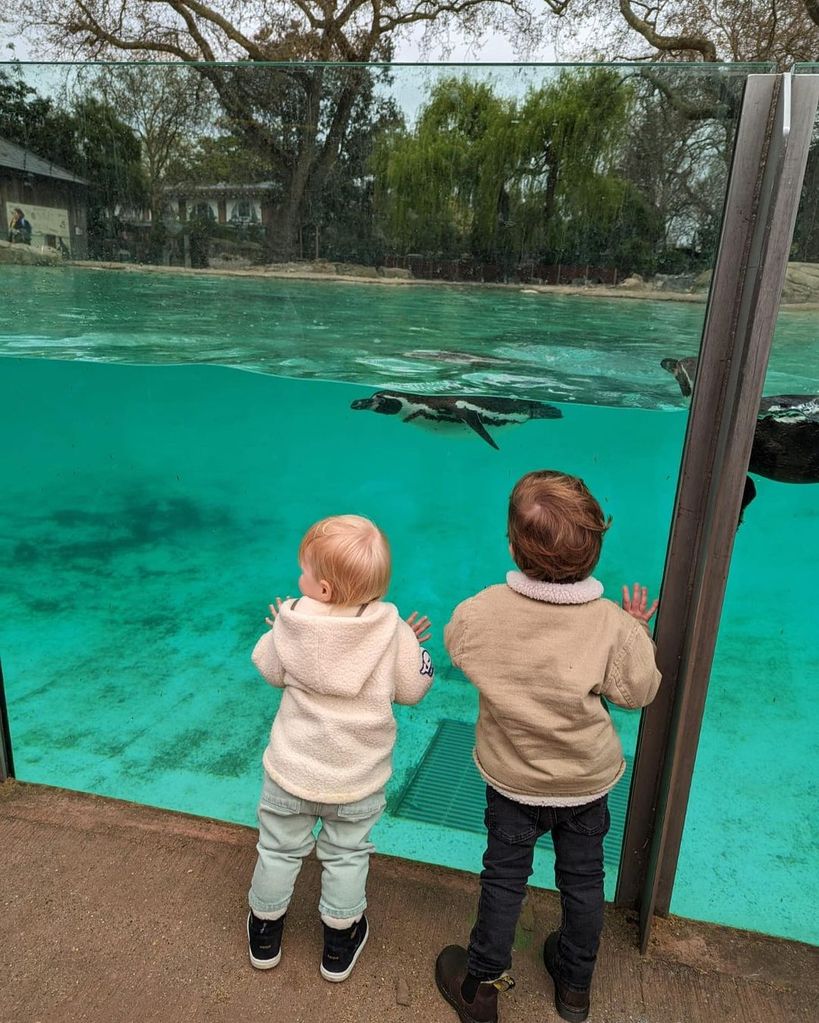 Sienna watching penguins with her cousin august 