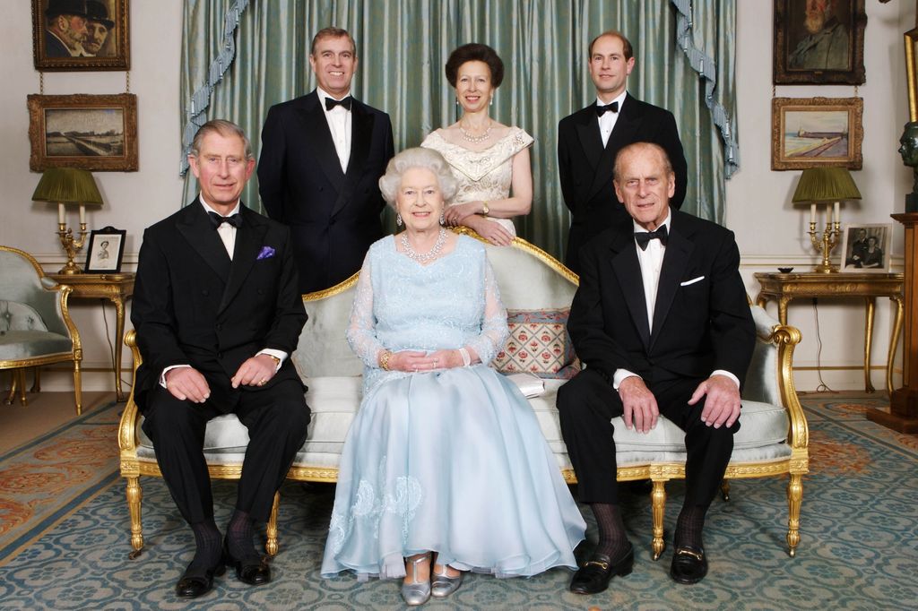 LONDON, ENGLAND - NOVEMBER 18: (NO PUBLICATION IN UK MEDIA FOR 28 DAYS)  Queen Elizabeth ll and Prince Philip, Duke of Edinburgh are joined by their children, Prince Charles, Prince of Wales (L),  Prince Andrew, Duke of York, Princess Anne, the Princess Royal and Prince Edward, Earl of Wessex at a dinner hosted by the Prince of Wales and the Duchess of Cornwall at Clarence House to mark the Diamond Wedding Anniversary of the Queen and Duke on November 18, 2007 in London, England  (Photo by Pool/Anwar Hussein Collection/WireImage)