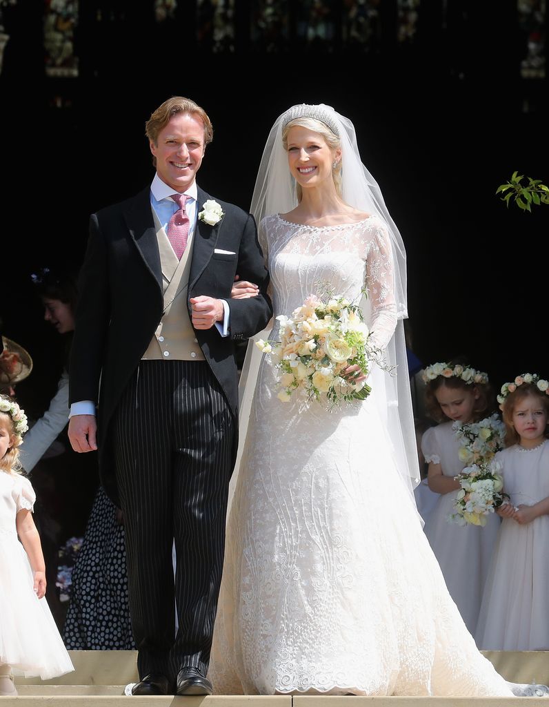 Lady Gabriella wore a wedding dress by Luisa Beccaria