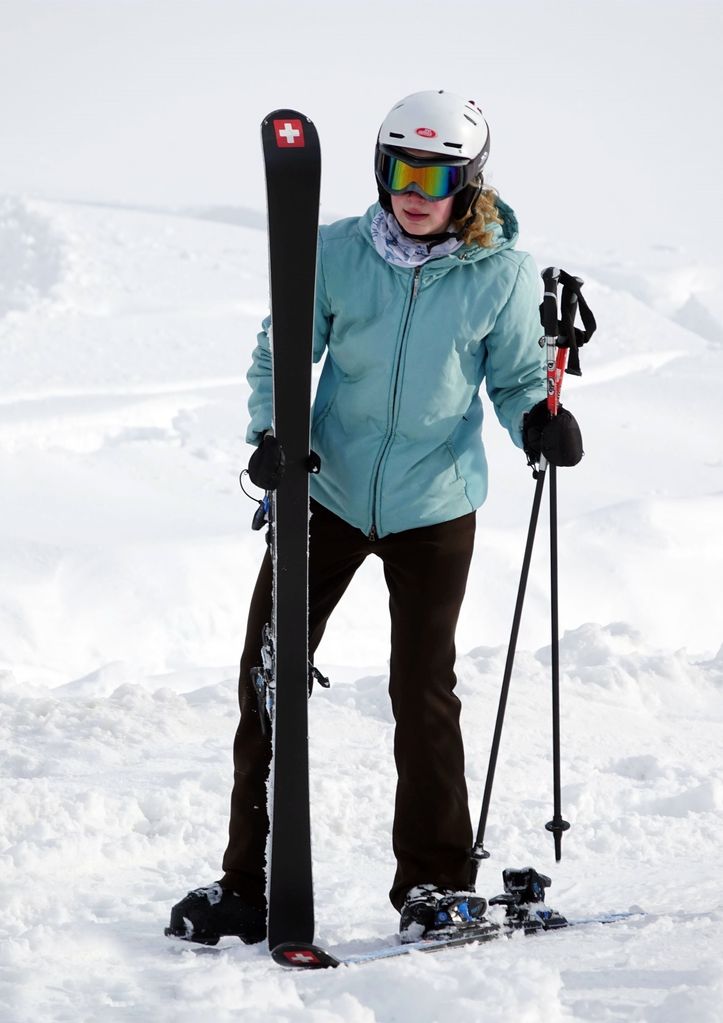 Lady Louise Windsor in a blue ski jacket