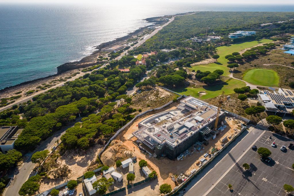 The stunning mansion overlooks the sea