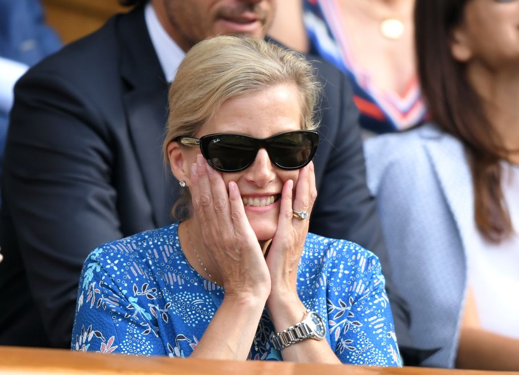 The Duchess of Edinburgh reacts at Wimbledon 2019