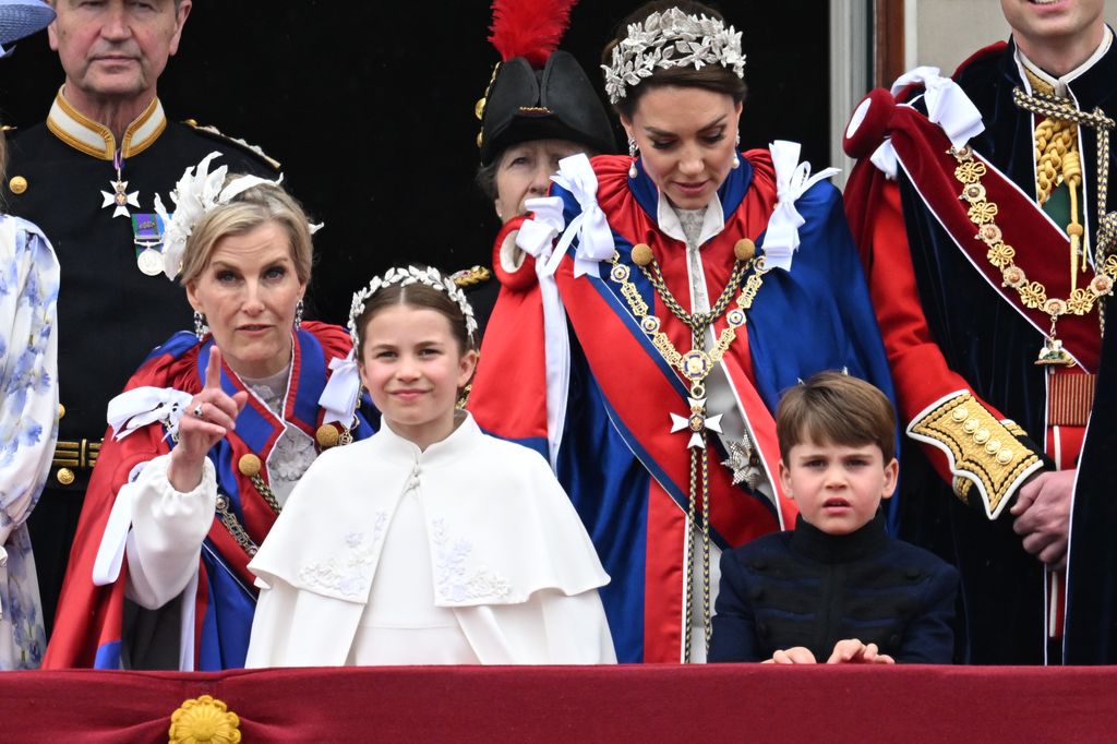 Sir Timothy Laurence, the Duchess of Edinburgh, Princess Charlotte, Princess Anne, the Princess of Wales and Prince Louis