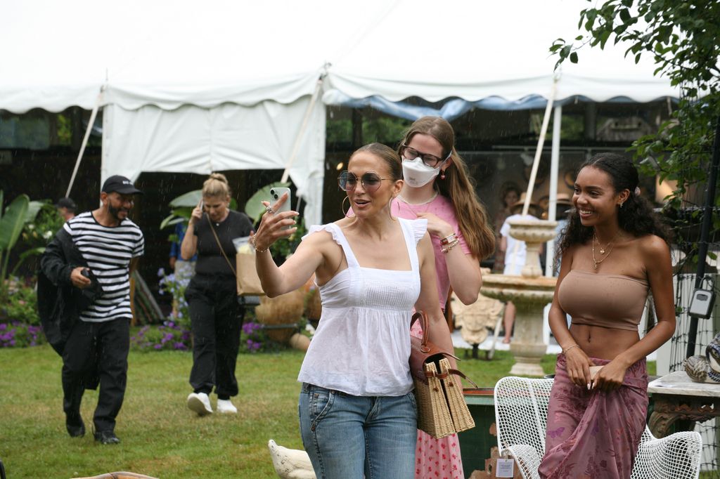 Jennifer Lopez, stepdaughter Violet Affleck and guest take selfies at East Hampton Historical Society's 18th Annual Antiques & Design Show