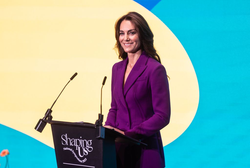 Kate Middleton smiles during speech at Shaping Us National Symposium 